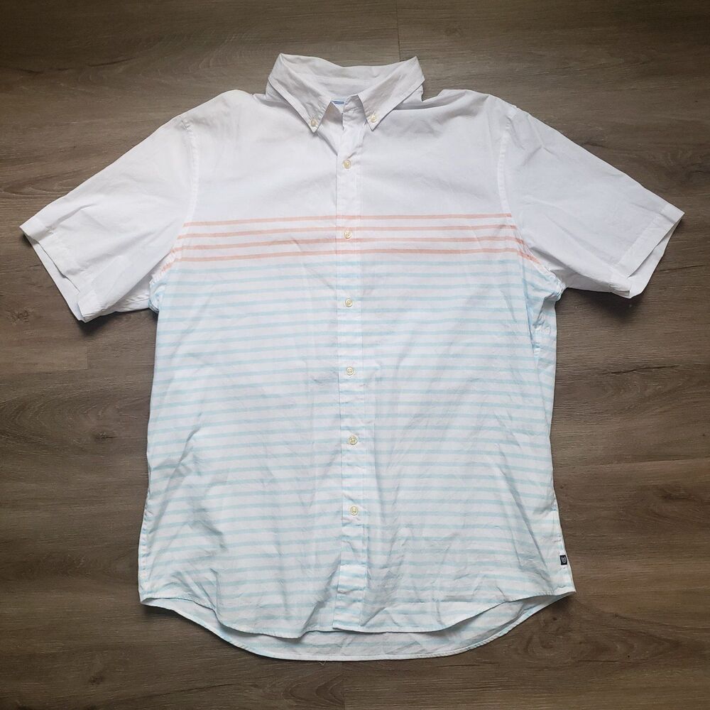 Mens CHAPS Short Sleeve Button Front Dress Shirt Sz XL